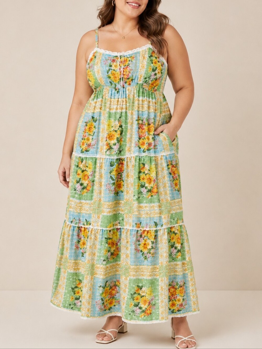 Show Me Your Mumu Peyton Maxi Dress Patchwork Floral Womens 2XL Cottagecore Boho